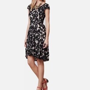 Yoana Baraschi Anthropologie 50s Lace Short Sleeve Pink and Black Dress Size 12